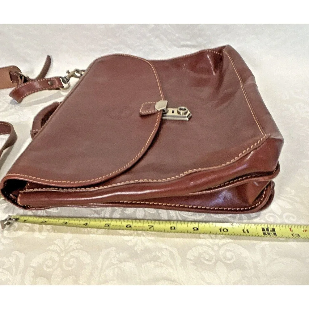 Cenzo Italian Leather Briefcase Messenger Bag Floto Laptop Case Satchel Brown WR